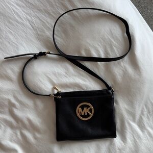 Michael Kors Black Crossbody with Gold Logo